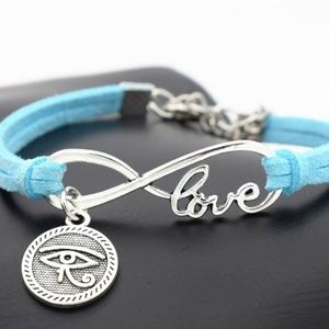 3 for 10 Silver Egyptian eye leather bracelet